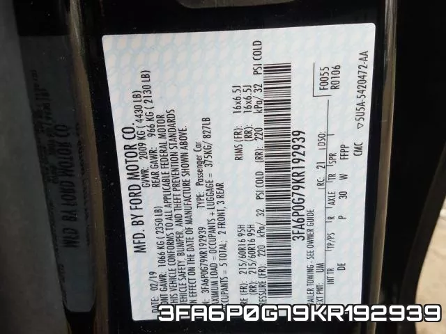3FA6P0G79KR192939 фото 2