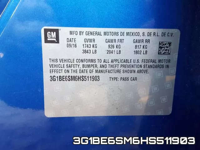 3G1BE6SM6HS511903 фото 2