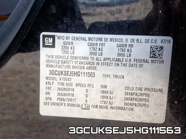 3GCUKSEJ5HG111563 фото 2