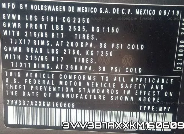 3VV3B7AXXKM160609 фото 6