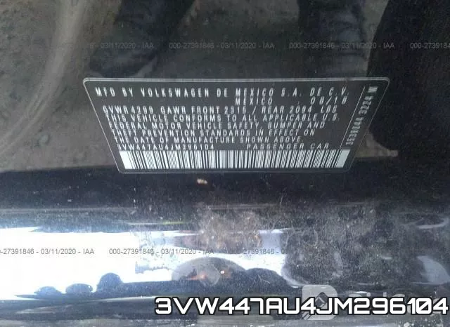 3VW447AU4JM296104 фото 7