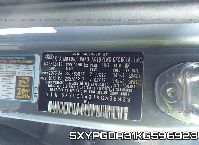 5XYPGDA31KG596923 фото 7
