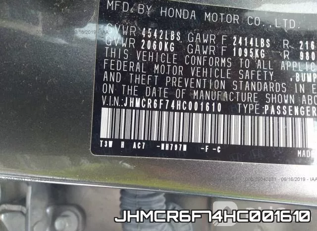 JHMCR6F74HC001610 фото 8