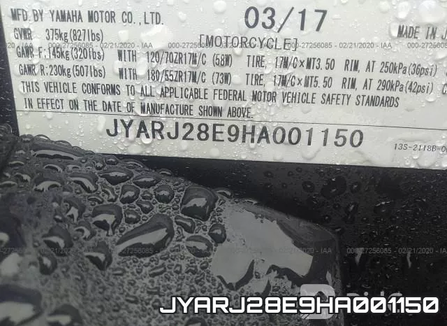 JYARJ28E9HA001150 фото 2
