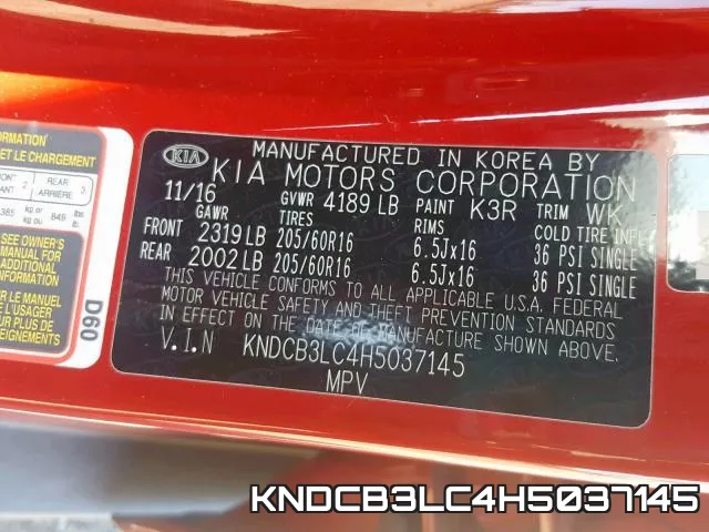 KNDCB3LC4H5037145 фото 2