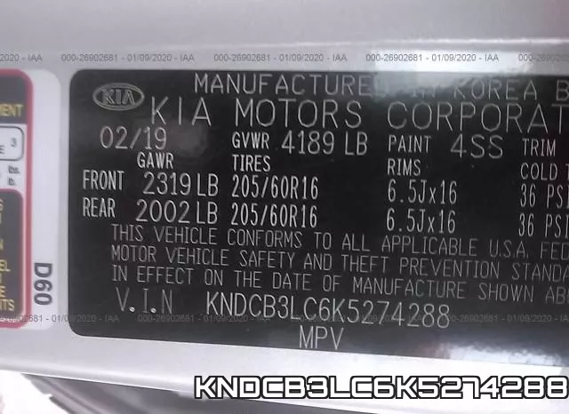 KNDCB3LC6K5274288 фото 8