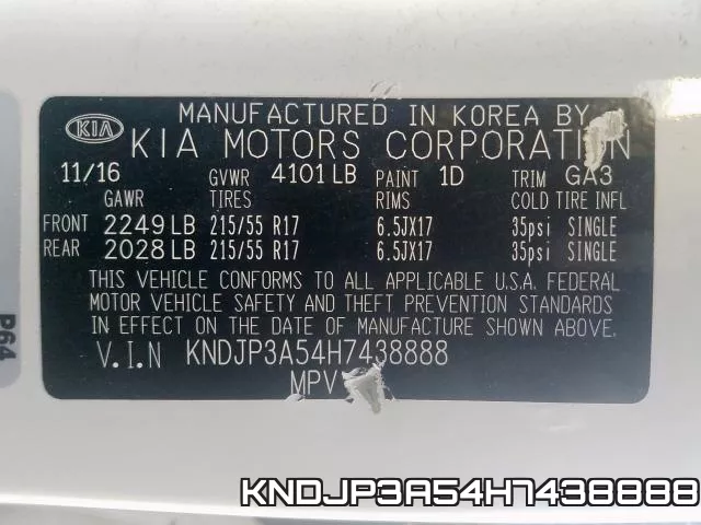 KNDJP3A54H7438888 фото 2