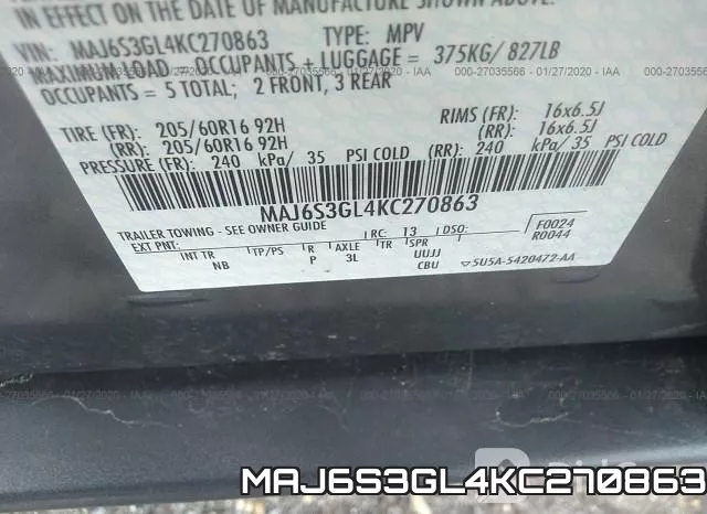 MAJ6S3GL4KC270863 фото 6
