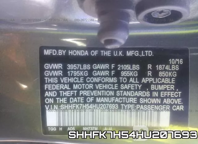 SHHFK7H54HU207693 фото 9