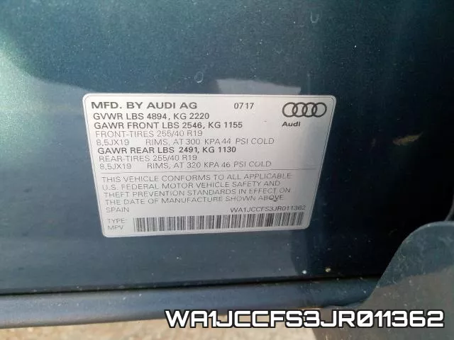 WA1JCCFS3JR011362 фото 2