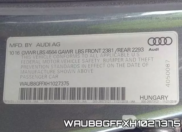 WAUB8GFFXH1027375 фото 7