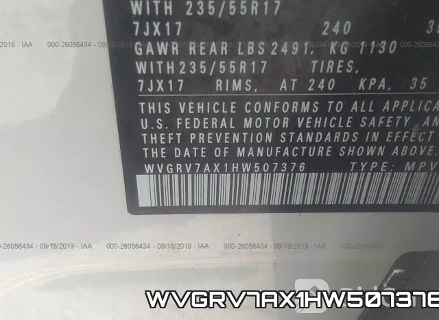 WVGRV7AX1HW507376 фото 7