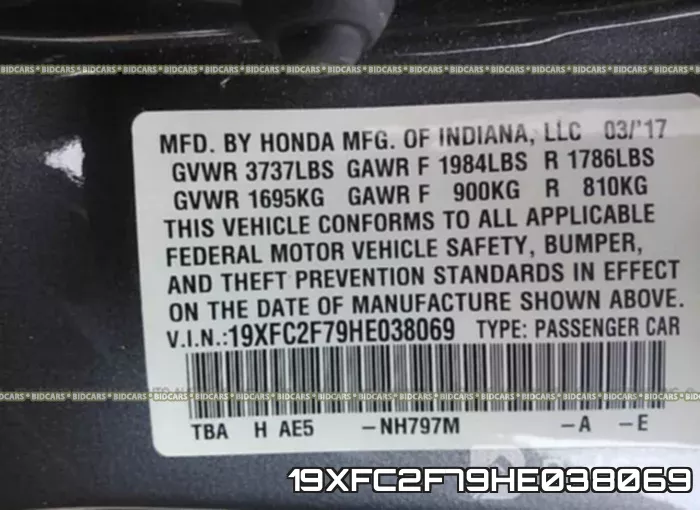 19XFC2F79HE038069 фото 10