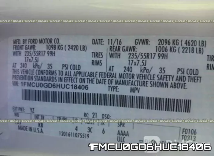 1FMCU0GD6HUC18406 фото 10