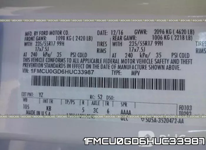 1FMCU0GD6HUC33987 фото 10