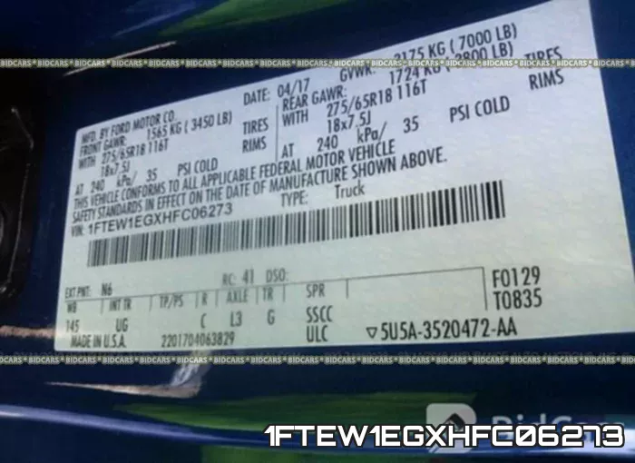 1FTEW1EGXHFC06273 фото 10