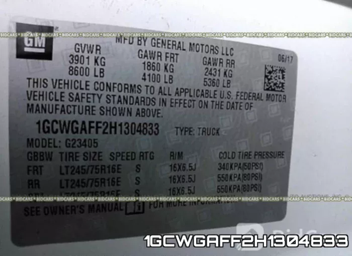 1GCWGAFF2H1304833 фото 9