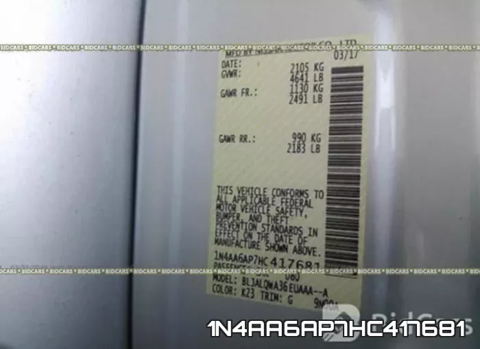 1N4AA6AP7HC417681 фото 10