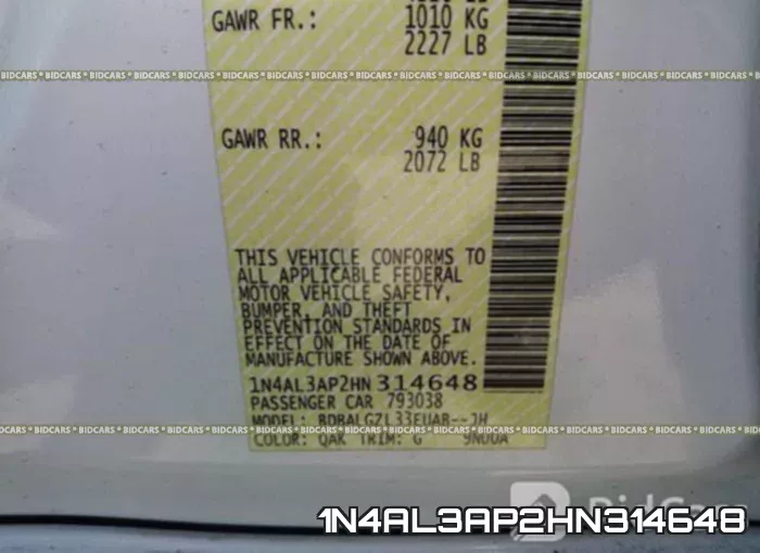 1N4AL3AP2HN314648 фото 10