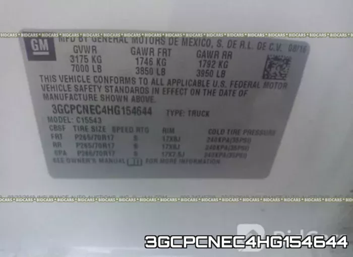 3GCPCNEC4HG154644 фото 10