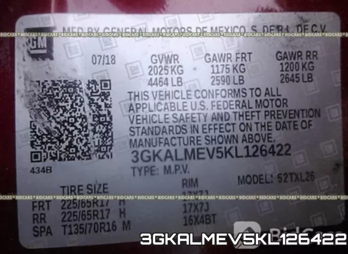 3GKALMEV5KL126422 фото 10