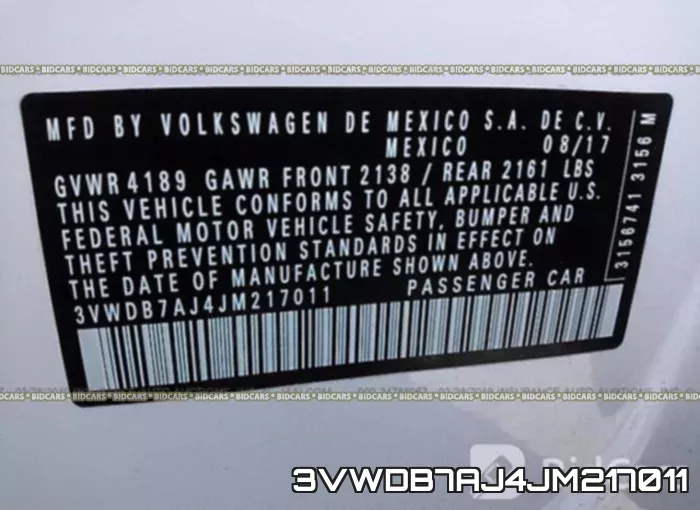 3VWDB7AJ4JM217011 фото 10