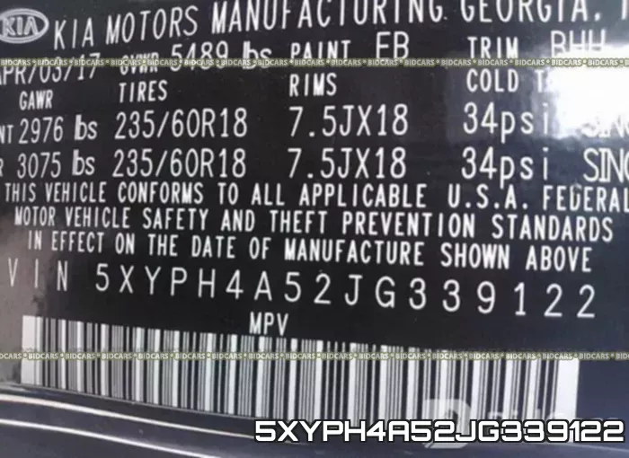 5XYPH4A52JG339122 фото 10