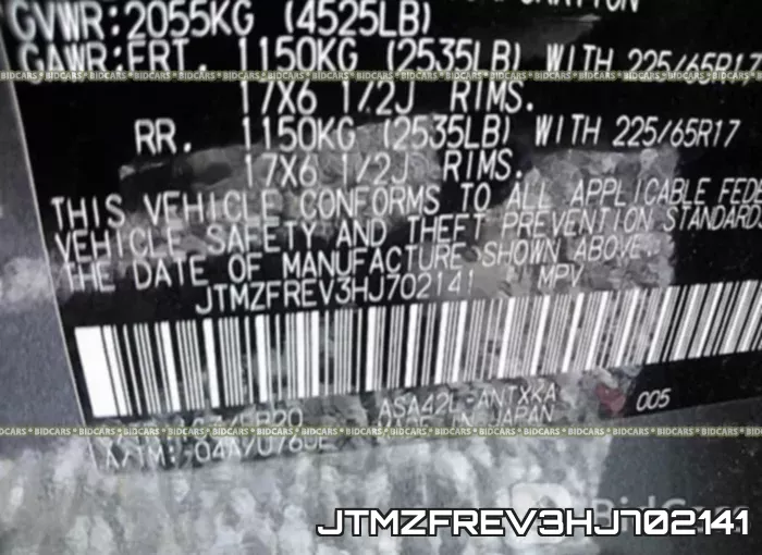 JTMZFREV3HJ702141 фото 10