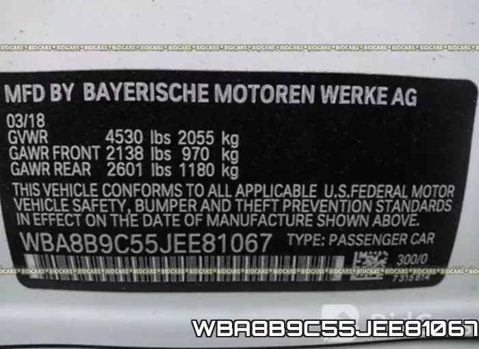 WBA8B9C55JEE81067 фото 9