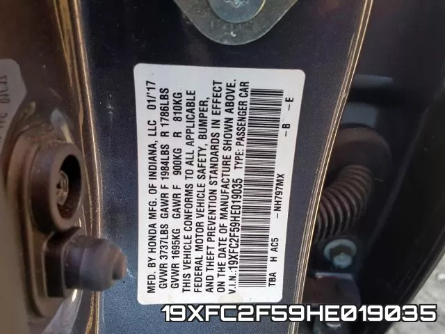 19XFC2F59HE019035 фото 2
