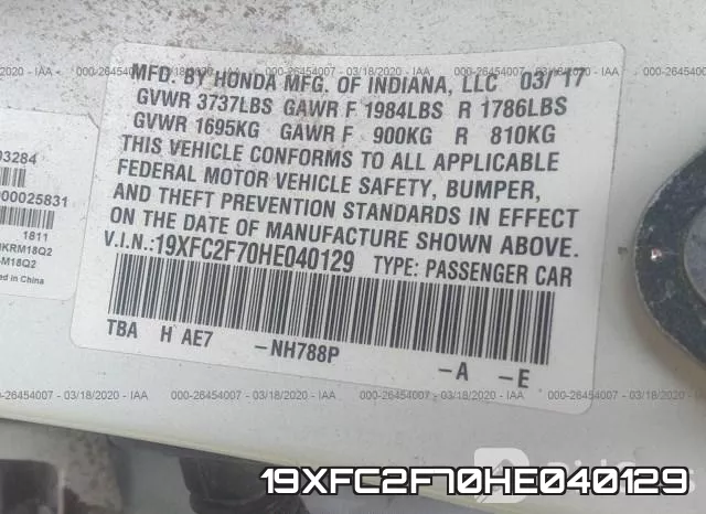 19XFC2F70HE040129 фото 6