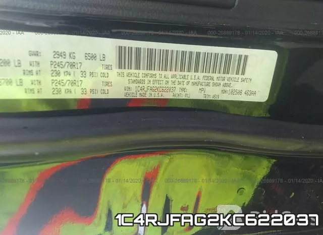 1C4RJFAG2KC622037 фото 8