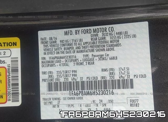 1FA6P8AM6H5230216 фото 7