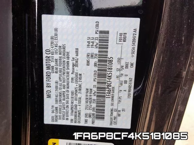 1FA6P8CF4K5181085 фото 2