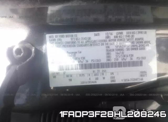 1FADP3F28HL208246 фото 5