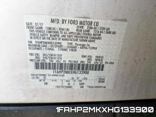 1FAHP2MKXHG133900 фото 2