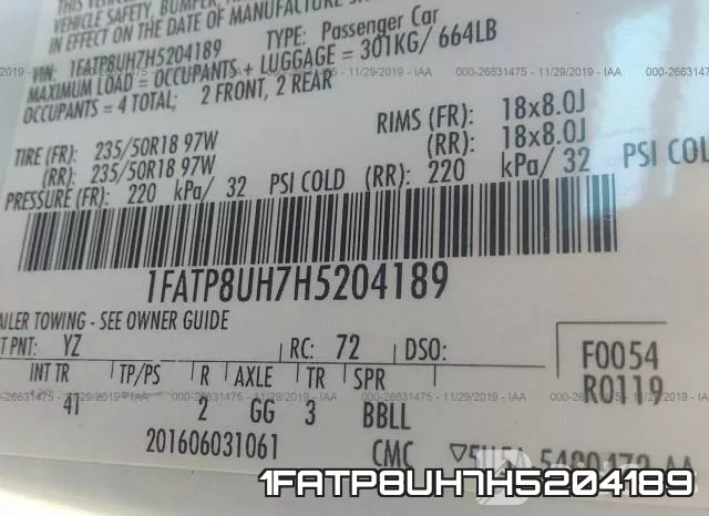 1FATP8UH7H5204189 фото 9