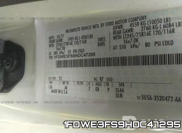 1FDWE3FS9HDC47295 фото 8