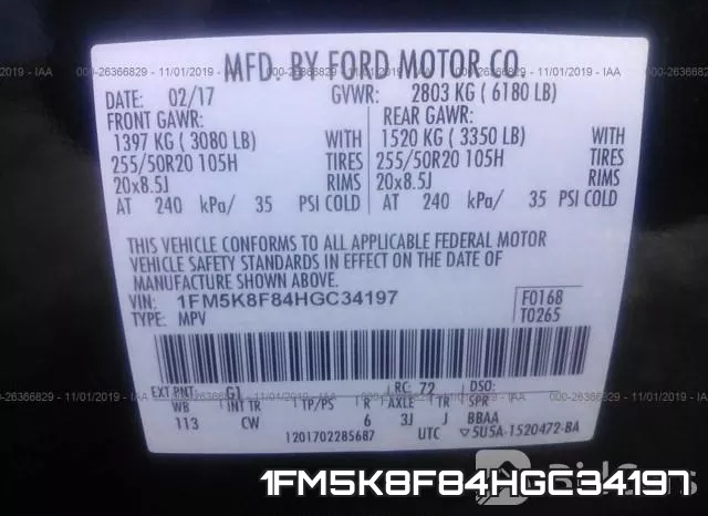 1FM5K8F84HGC34197 фото 9