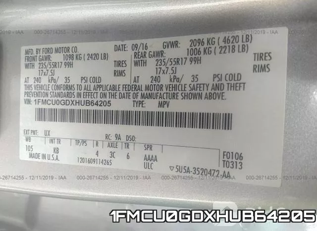 1FMCU0GDXHUB64205 фото 6