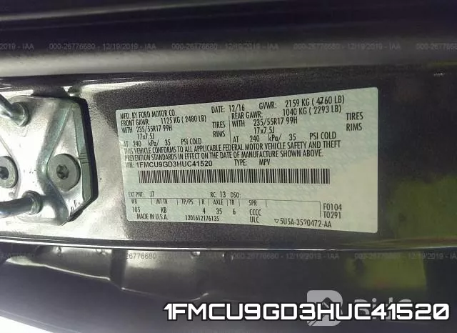 1FMCU9GD3HUC41520 фото 8
