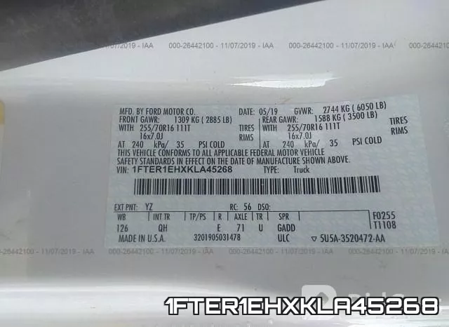 1FTER1EHXKLA45268 фото 8