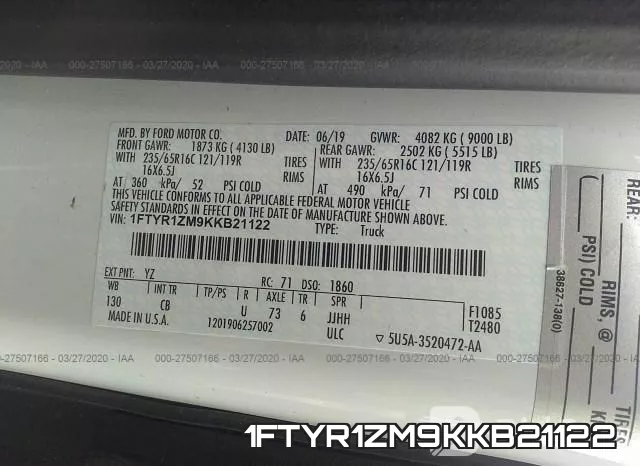 1FTYR1ZM9KKB21122 фото 9