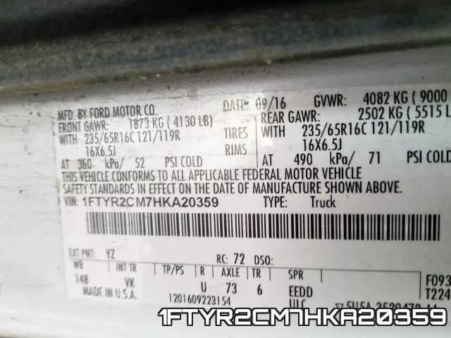 1FTYR2CM7HKA20359 фото 2