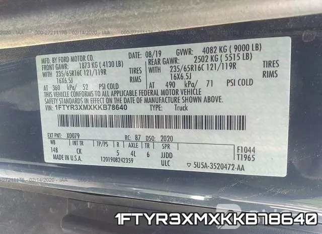 1FTYR3XMXKKB78640 фото 7