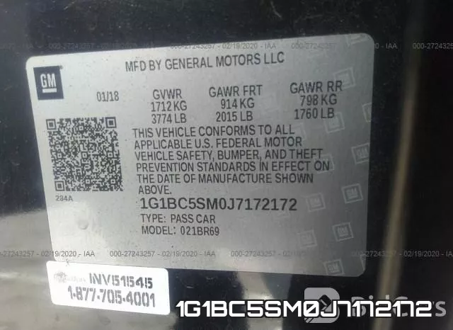 1G1BC5SM0J7172172 фото 7
