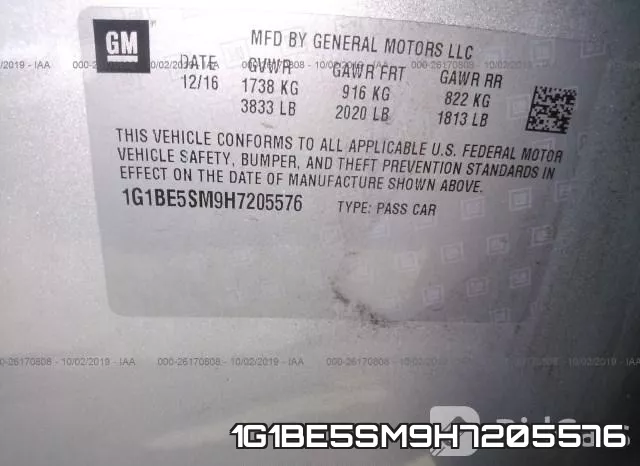 1G1BE5SM9H7205576 фото 7