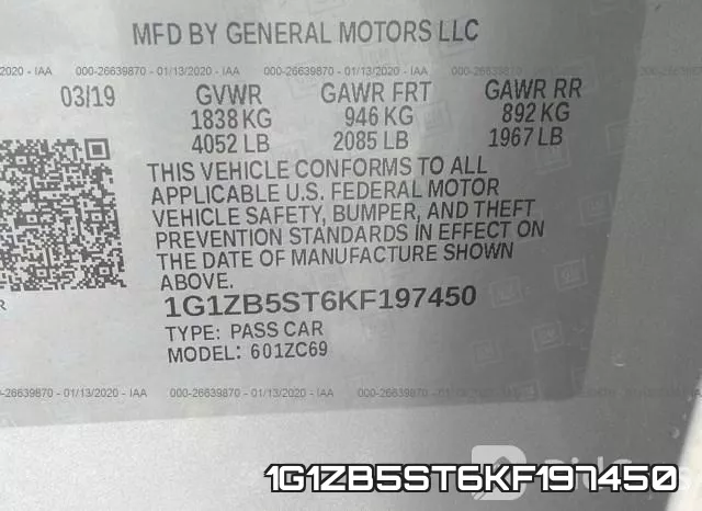 1G1ZB5ST6KF197450 фото 5