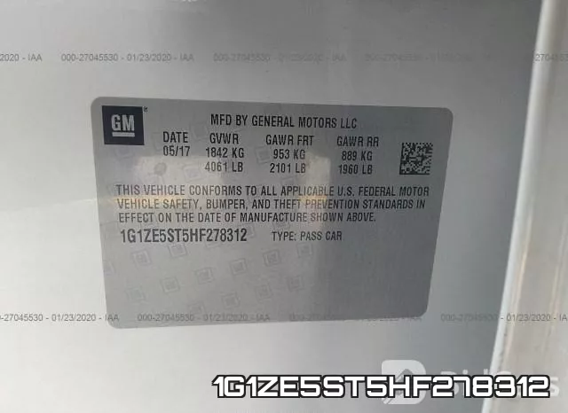 1G1ZE5ST5HF278312 фото 4