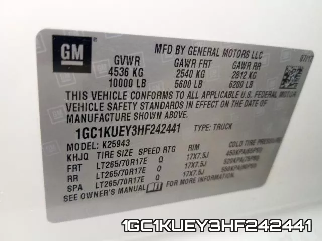 1GC1KUEY3HF242441 фото 2
